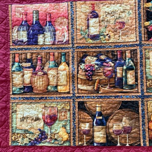 Wine Wall Art Decor Throw Tapestry Quilt - Picture 3 of 7